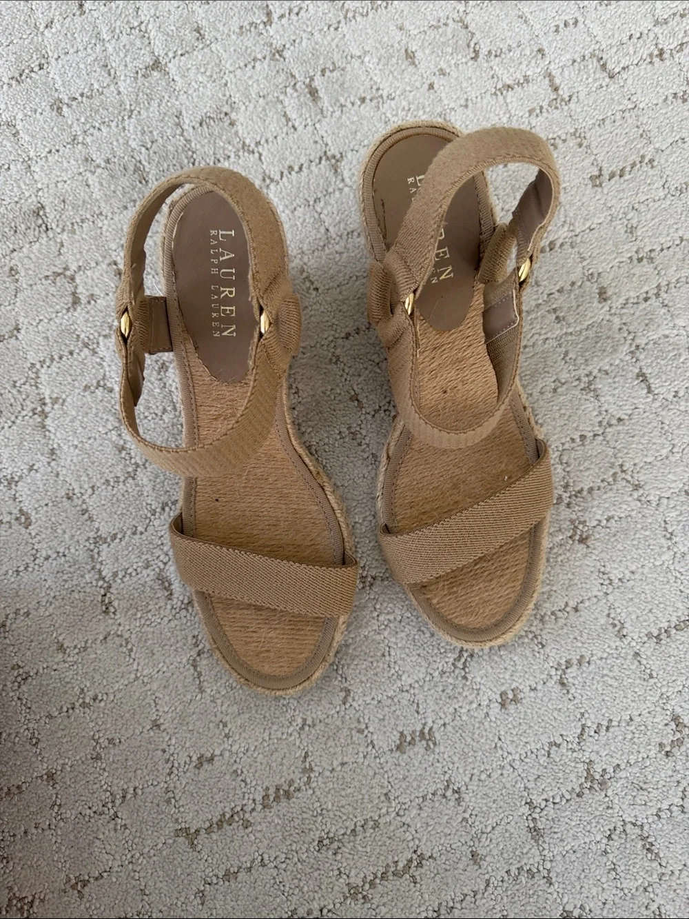 Lauren Ralph Lauren Tan Wedge Espadrille Sandals
